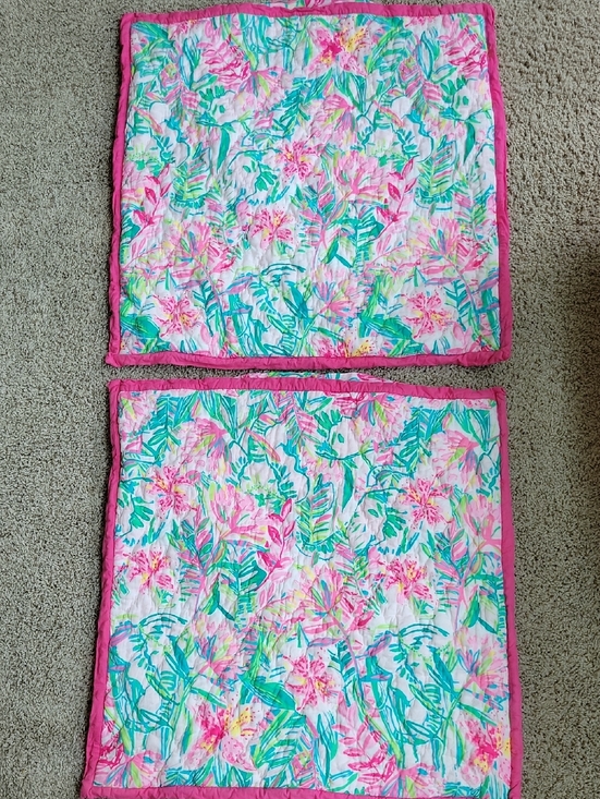 Lilly Pulitzer Other - 2 Lilly Pulitzer - Pottery Barn Tropical Floral Quilted Pillow Shams 26" By 26"
